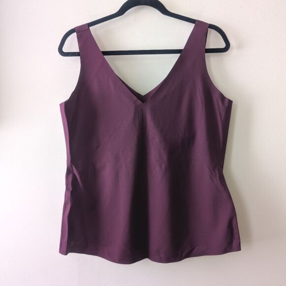 Honeylove LiftWear Tank Seamless Shapewear Wide Band V-Neck Fig Burgundy 2X - Picture 4 of 7
